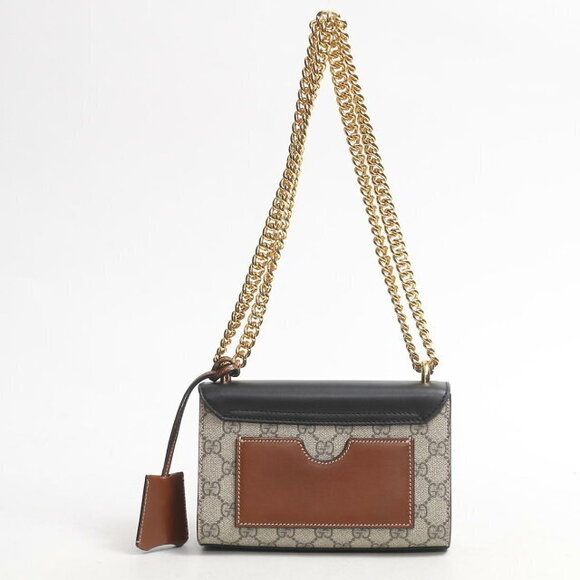 Gucci Interlock Chain Shoulder Bag Cowhide Calf Beige Brown Black - Picture 3 of 16